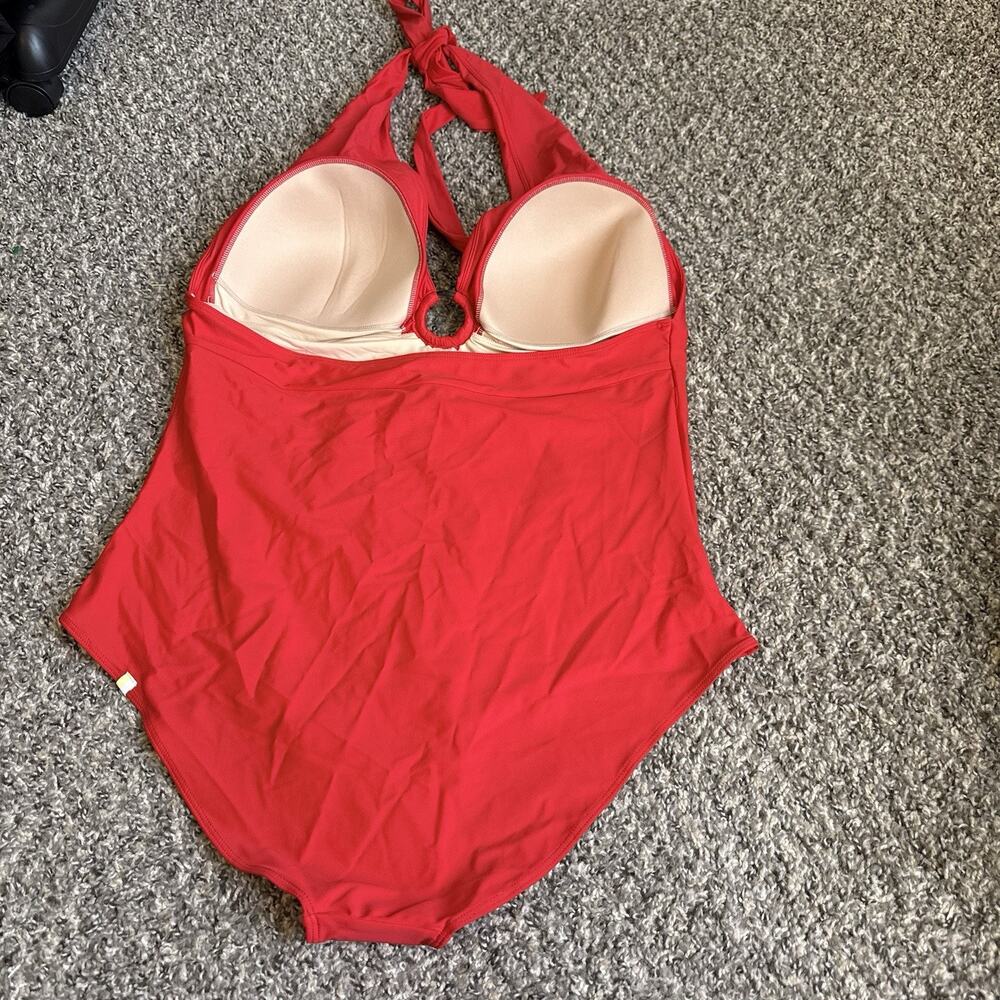 Summersalt The O Ring Reef One Piece Swimsuit Red Plunge Deep V Neck Size 20 New - Picture 5 of 7